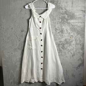 Anthropologie Off The Shoulder Button Midi Dress Size 12 Prairie Cottage New